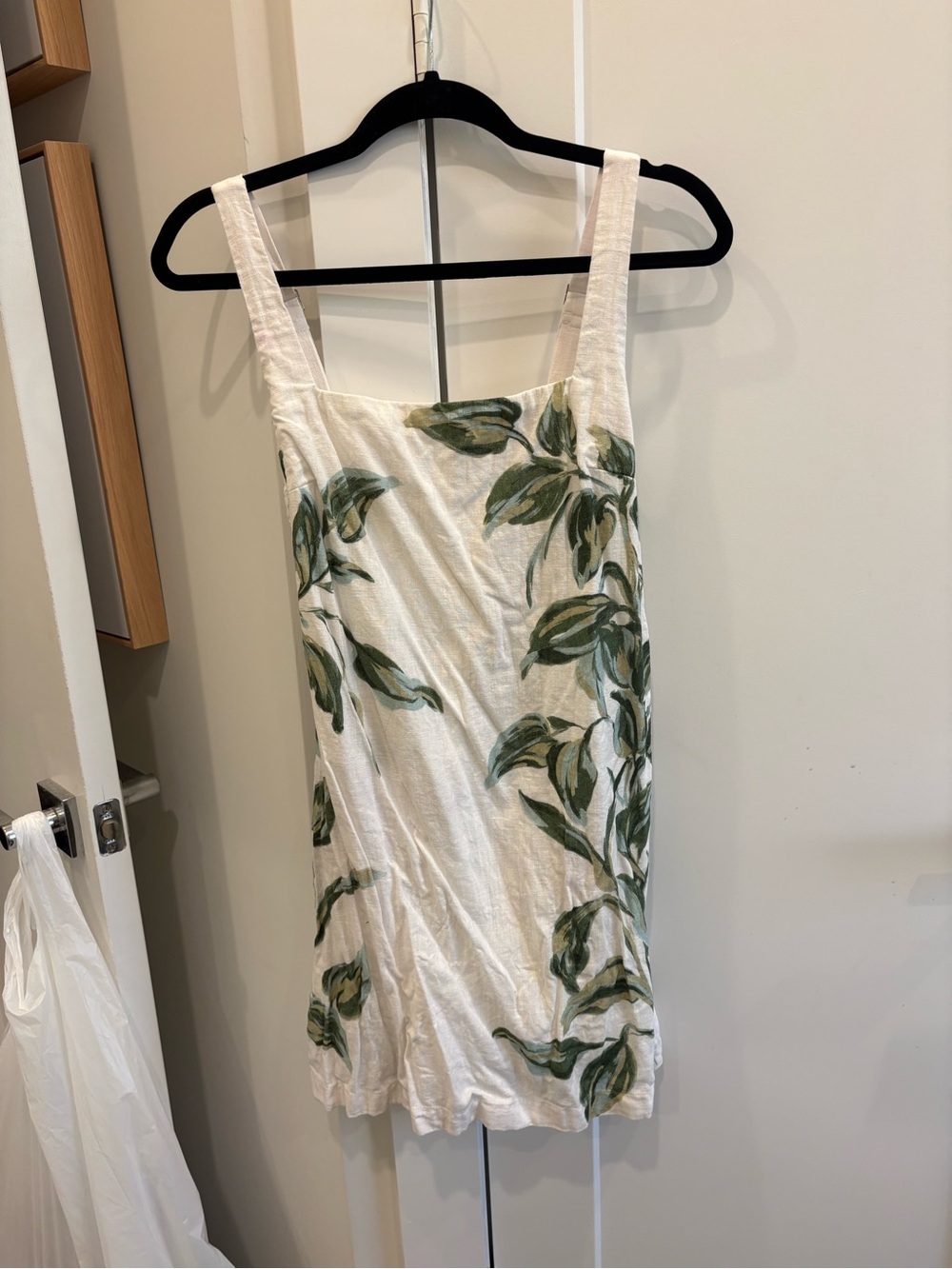 Abercrombie & Fitch White Mini Romper with Green Leaf Print